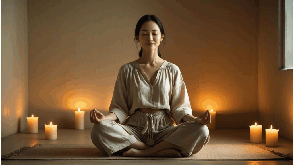 Woman meditating to access teh Akashci Records