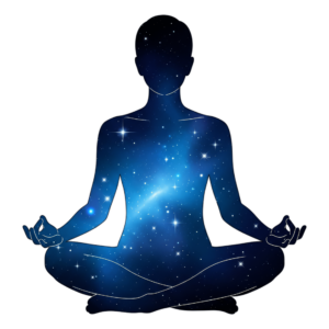Silhouette of person meditating